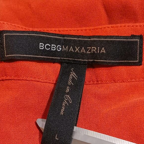 BCBGMaxAzria Jennan Sleeveless Button Up Blouse Large Silk Orange Hi-Lo EUC - Picture 4 of 8
